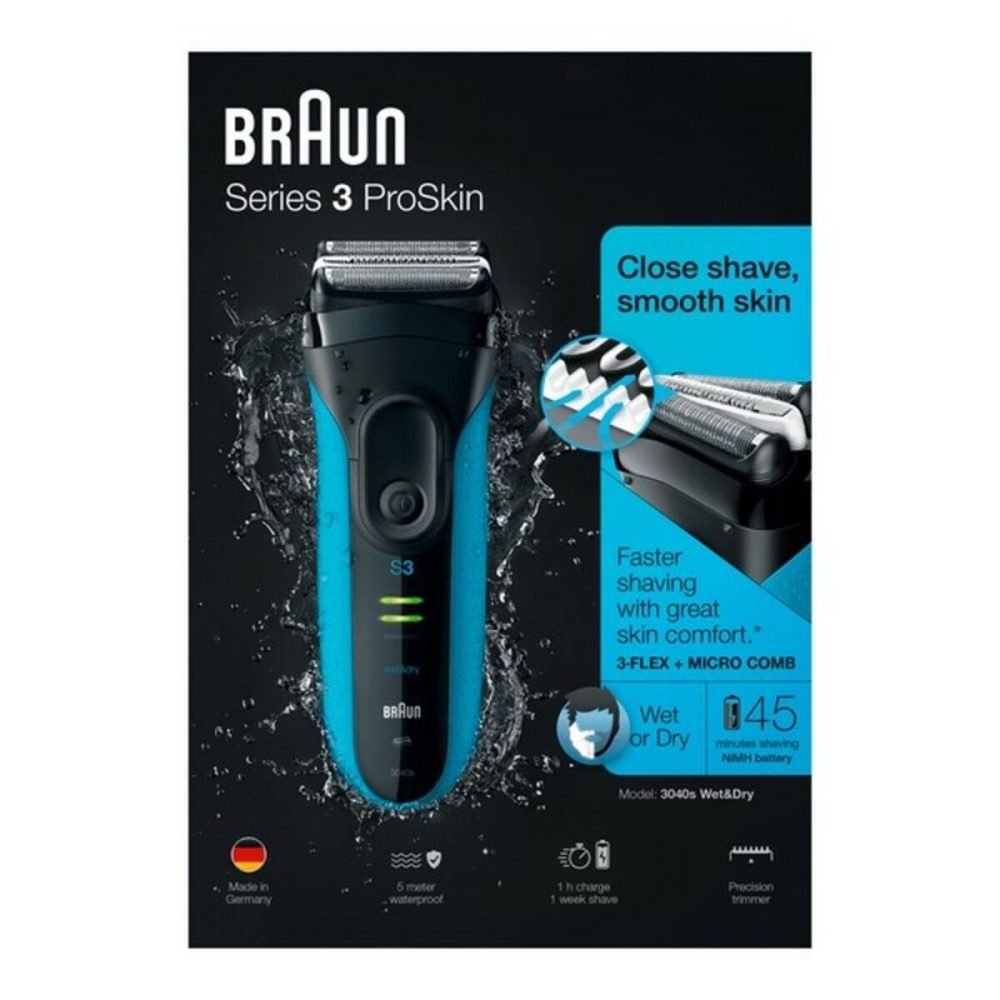 Barbeador elétrico Braun 3040s Azul - Image 3