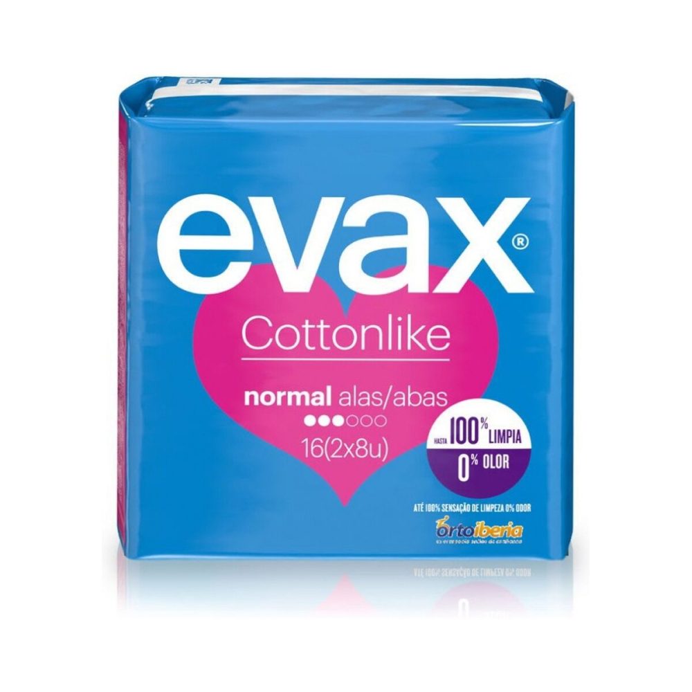 Pensos Higiénicos Normais com Alas Evax (16 uds)